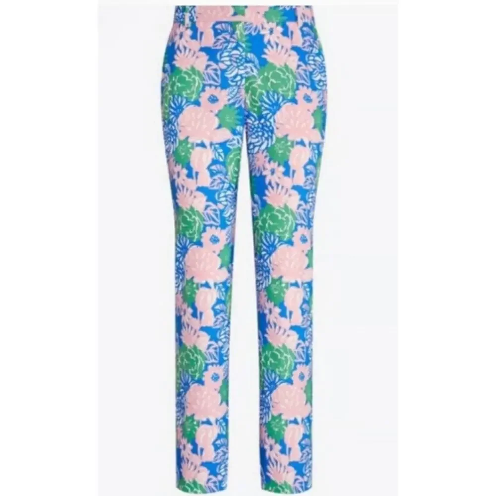 Tory Burch Plus Sport Ribbon Bouquet Printed Tech Twill Golf Pants Size 14